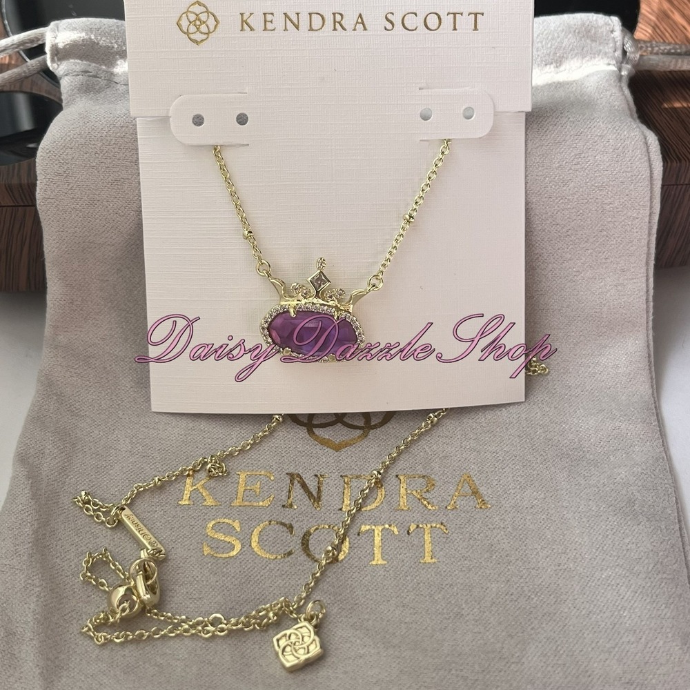 ✨New Kendra Scott Disney Elisa Princess Short Gold Pendant Purple Necklace ✨ - Picture 6 of 9